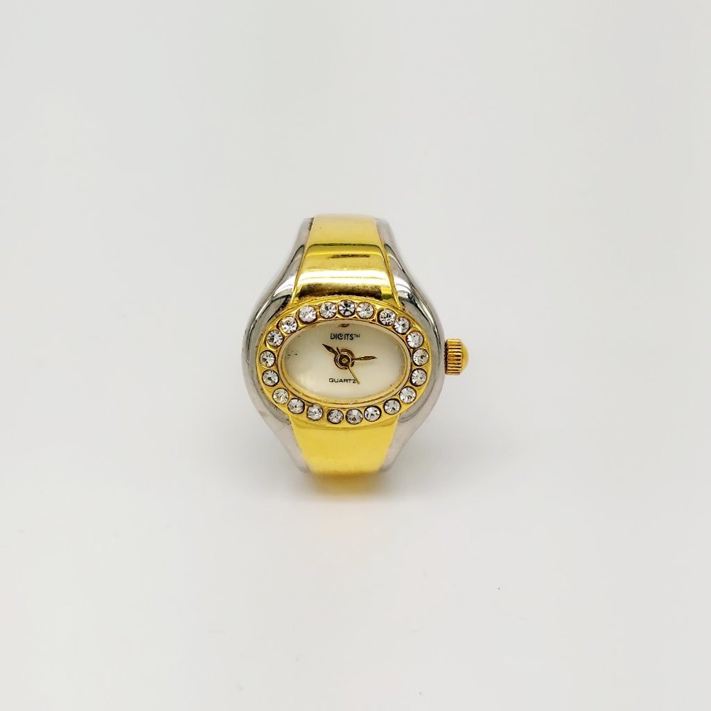Vintage Digits gold & silver tone ring watch works